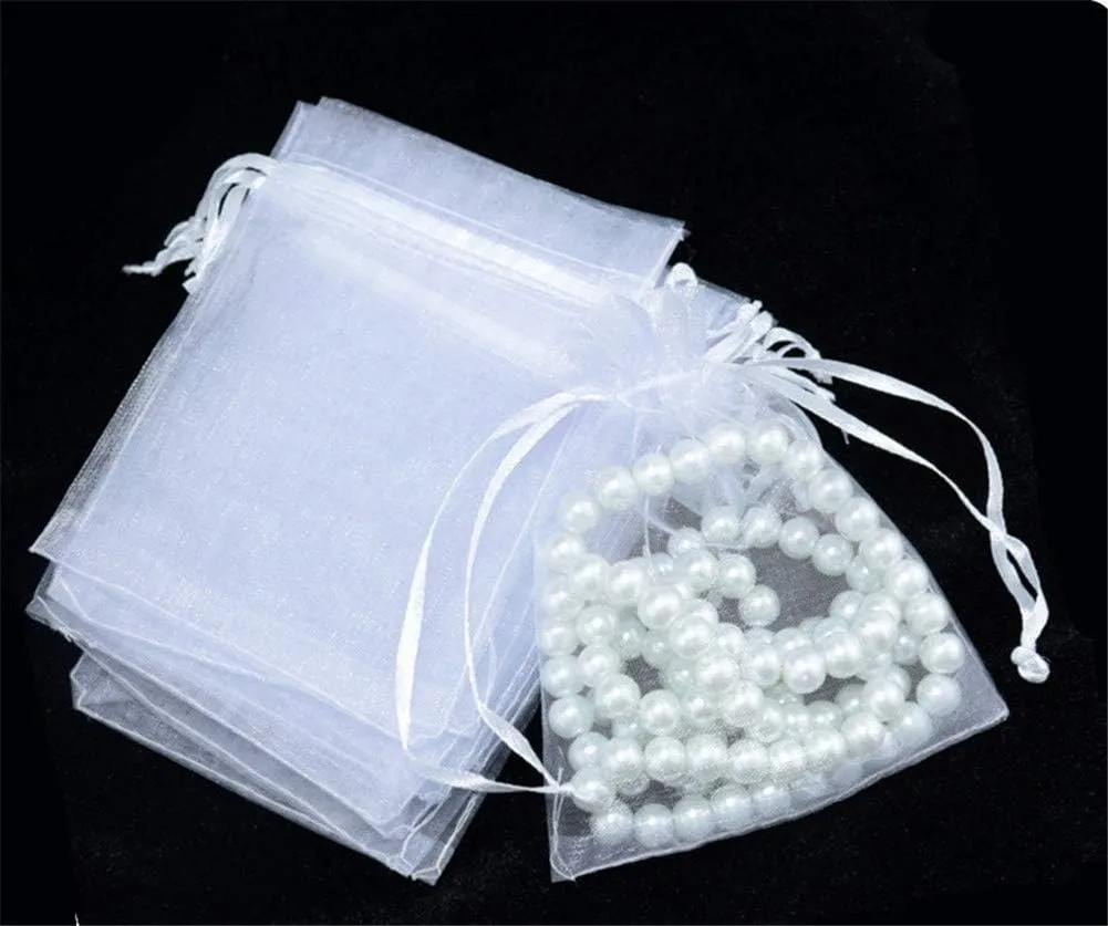 Organza Wedding Party Favor Bags- Package of 100 (5"x7", White)