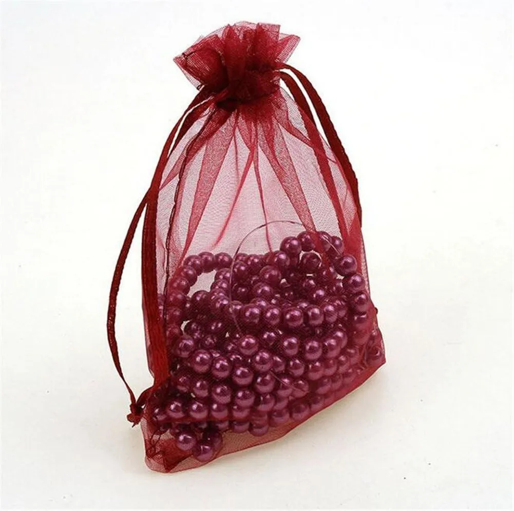Organza Wedding Party Favor Bags- Package of 100 (6"x9", Wine red)