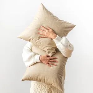 Pack of 2 Leather Pillow Cover, Beige Decorative Modern Boho Thickened Abrasion Floor Cushion Cover, for Home Decor Outdoor Waterproof Pet Hair Resistant Throw Pillow Covers 18x18 inch.