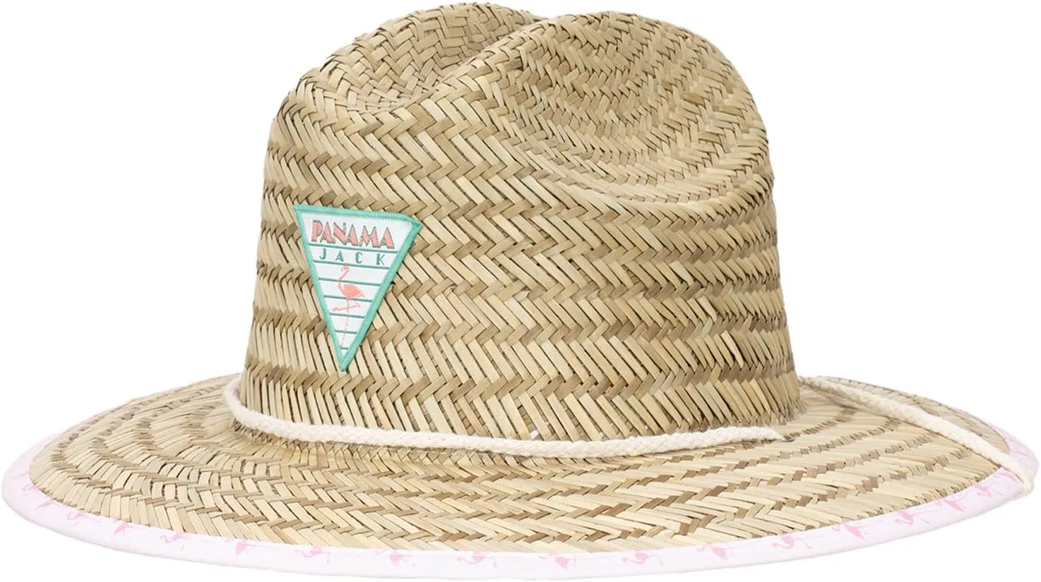 Panama Jack Kids Sun Hat - Straw Lifeguard, Surfboard Print Underbrim, UPF (SPF) 50  UVA/UVB Sun Protection, 3 1/4" Brim