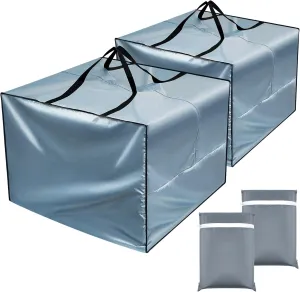 Patelai 2 Pcs Cushion Cover Bag 32 x 32 x 24'' Outdoor Patio Storage Waterproof Oxford Packing Bags for Moving with Zipper Handles for Xmas Storage Camping Picnic Furniture Pillow (Gray)