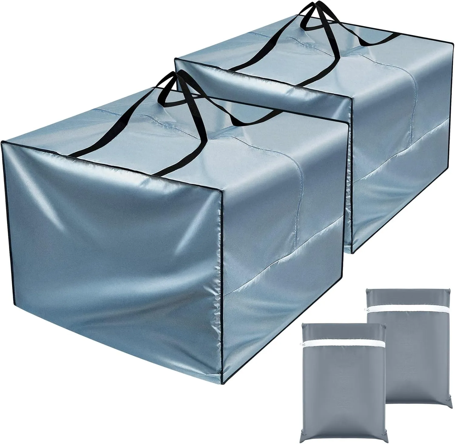 Patelai 2 Pcs Cushion Cover Bag 32 x 32 x 24'' Outdoor Patio Storage Waterproof Oxford Packing Bags for Moving with Zipper Handles for Xmas Storage Camping Picnic Furniture Pillow (Gray)