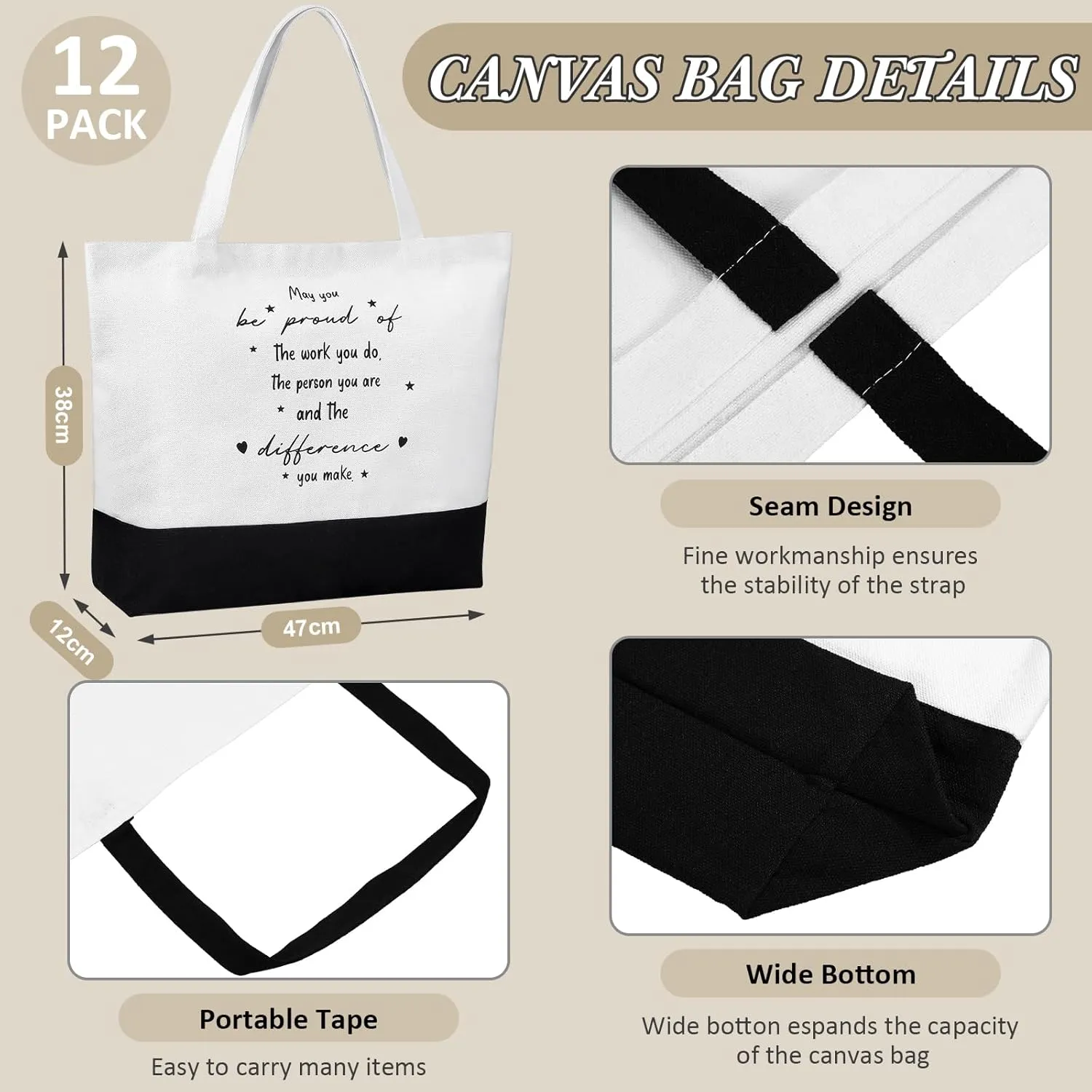 Paterr 12 Sets Thank You Appreciation Gifts Leather Notebooks Canvas Tote Bags Ballpoint Pens for Employee (Chic Colors)