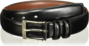 Perry Ellis Men's Hc Milled Leather Belt, Stitched, Two Loops, Antique Silver Buckle, 1.5” Width (Available in Big & Tall)