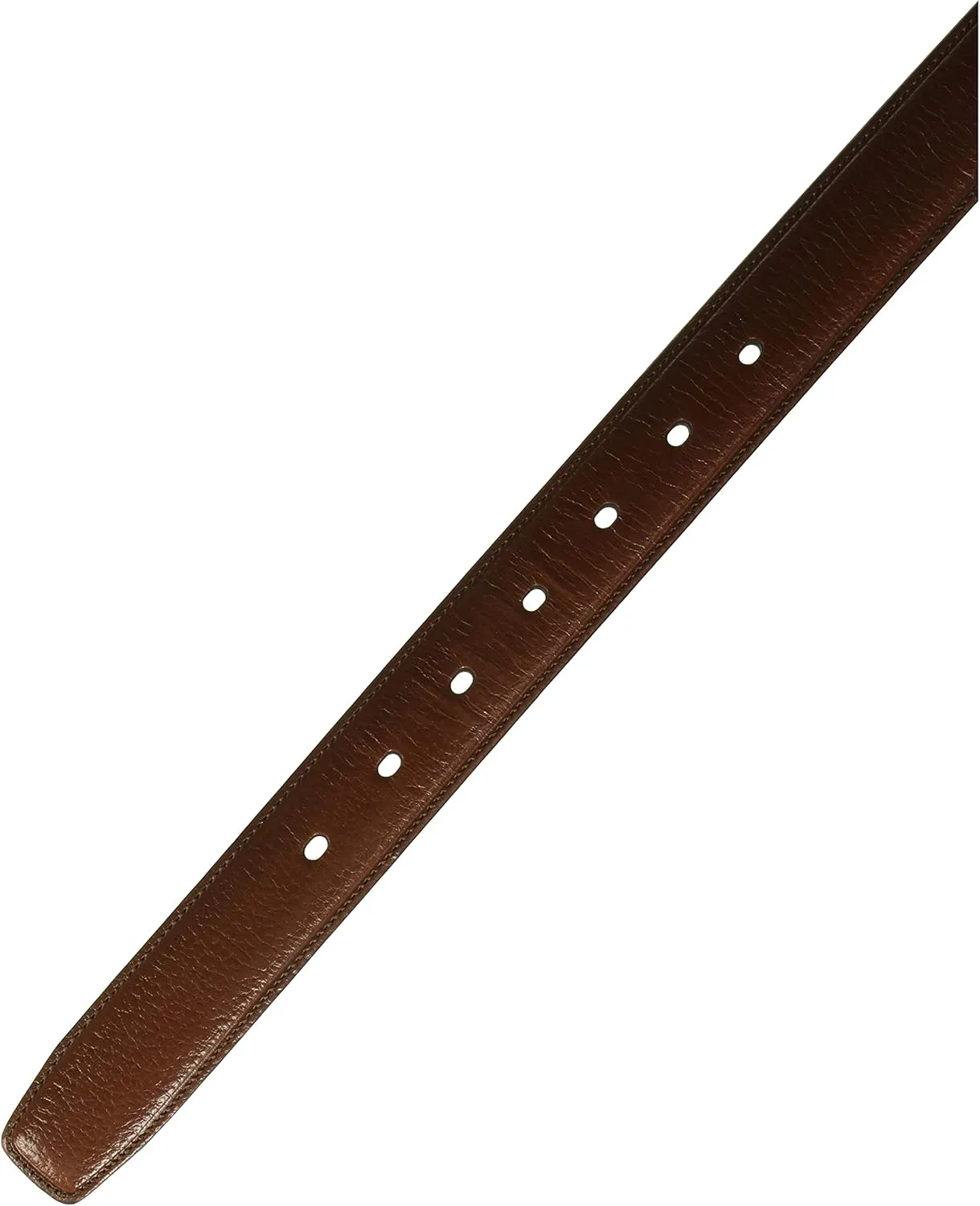 Perry Ellis Men's Hc Milled Leather Belt, Stitched, Two Loops, Antique Silver Buckle, 1.5” Width (Available in Big & Tall)
