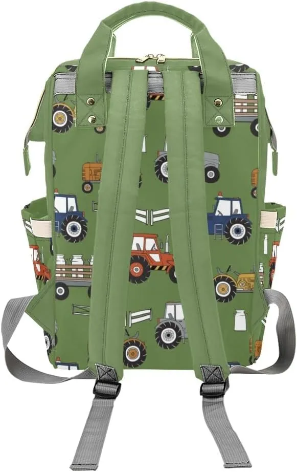 Personalized Diaper Backpack Trucks Tractor Custom Name Multi Function Diaper Bag Travel Daypack Nursing Nappy Bag