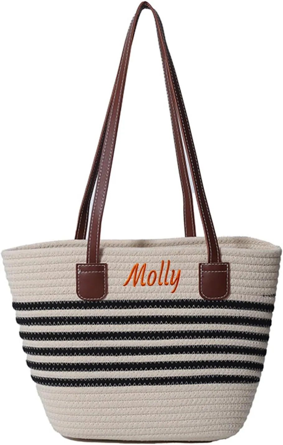 Personalized Straw Tote Bag for Women | Custom Embroidery Beach Bag, Large Woven Handmade Summer Travel Tote