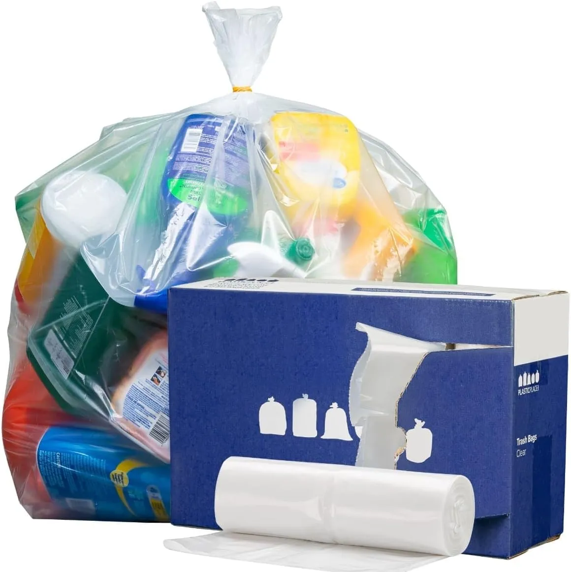 Plasticplace 40-45 Gallon Trash Bags │ 1.2 Mil │ Clear Heavy Duty Garbage Can Liners │ 40" x 46" (100 Count)