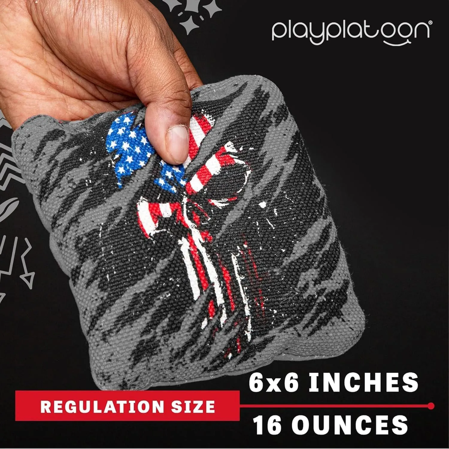 Play Platoon Tournament Series Cornhole Bags - Pro Style Dual Sided Slick and Sticky Side Bags - Set of 8 - Designed in USA