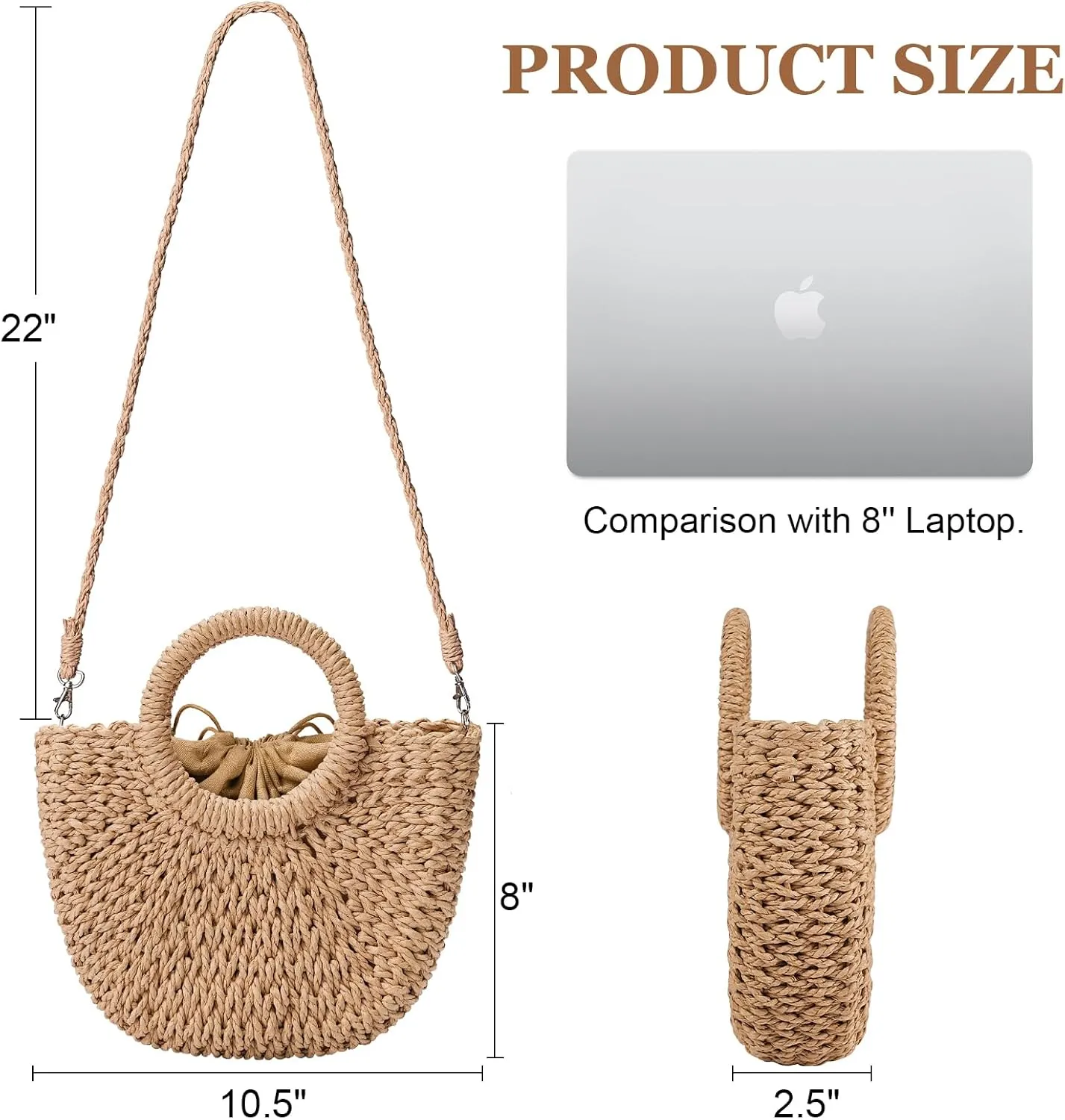 Pleneal Straw Beach Bags for Women - Women Beach Handmade Woven Tote Bag, Summer Mesh Hollow Shoulder Bag for Holiday