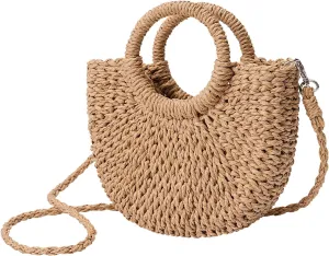 Pleneal Straw Beach Bags for Women - Women Beach Handmade Woven Tote Bag, Summer Mesh Hollow Shoulder Bag for Holiday