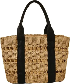 Pocadri Womens Straw Beach Bag Large Summer Woven Tote Bag Shoulder Handbags Top Handle Purse Travel Shopping