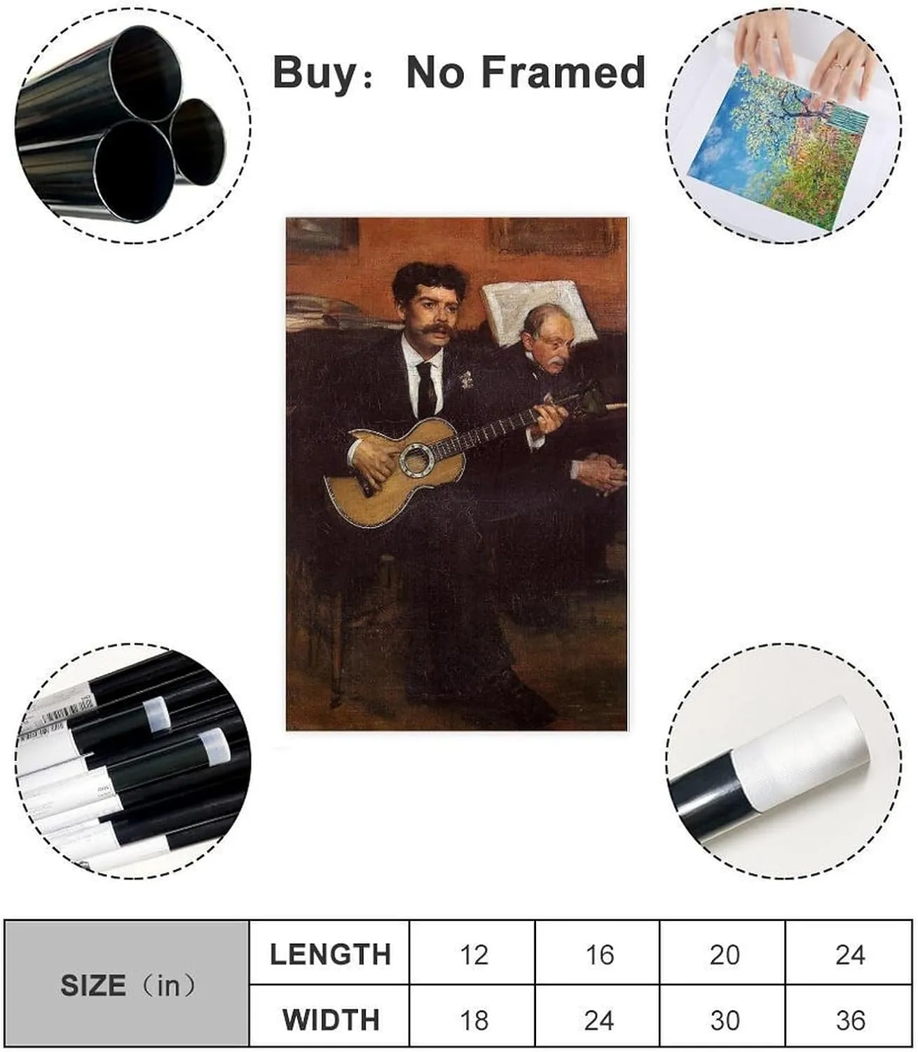 Portrait of Lorenzo Pagans, Spanish Tenor, And Auguste Degas, The Artist's Father Canvas Posters Wall Art Bedroom Office Room Decor Gift Unframe-style 20x30inch(50x75cm)