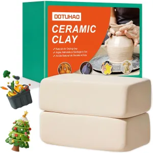 Pottery Clay, 4.4 LB Air Dry Clay, Clays for Pottery, Ceramic Clays for Sculpting, and Hand Building, Ideal for Beginners and Advanced Sculptors, Home DIY for Adults Kids(White,4.4 LB)