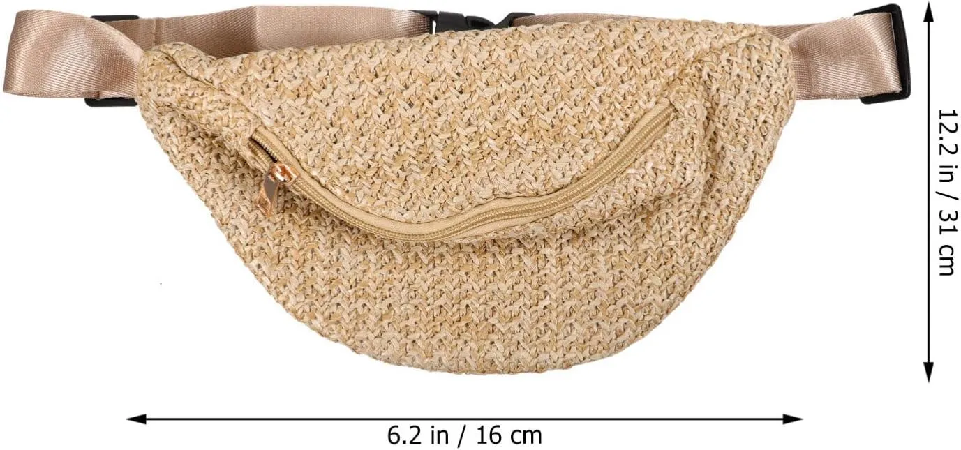 PRETYZOOM 1pc Chest Bag Waist Pouch Cross- Body Pouch Imitation Straw Woven Waist Bag