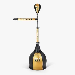 PRO 4X Freestanding Cobra Reflex Bag, Standing Speed Bag with Punching Ball, Adjustable Height Stand, Boxing Training Equipment, Gold & Black