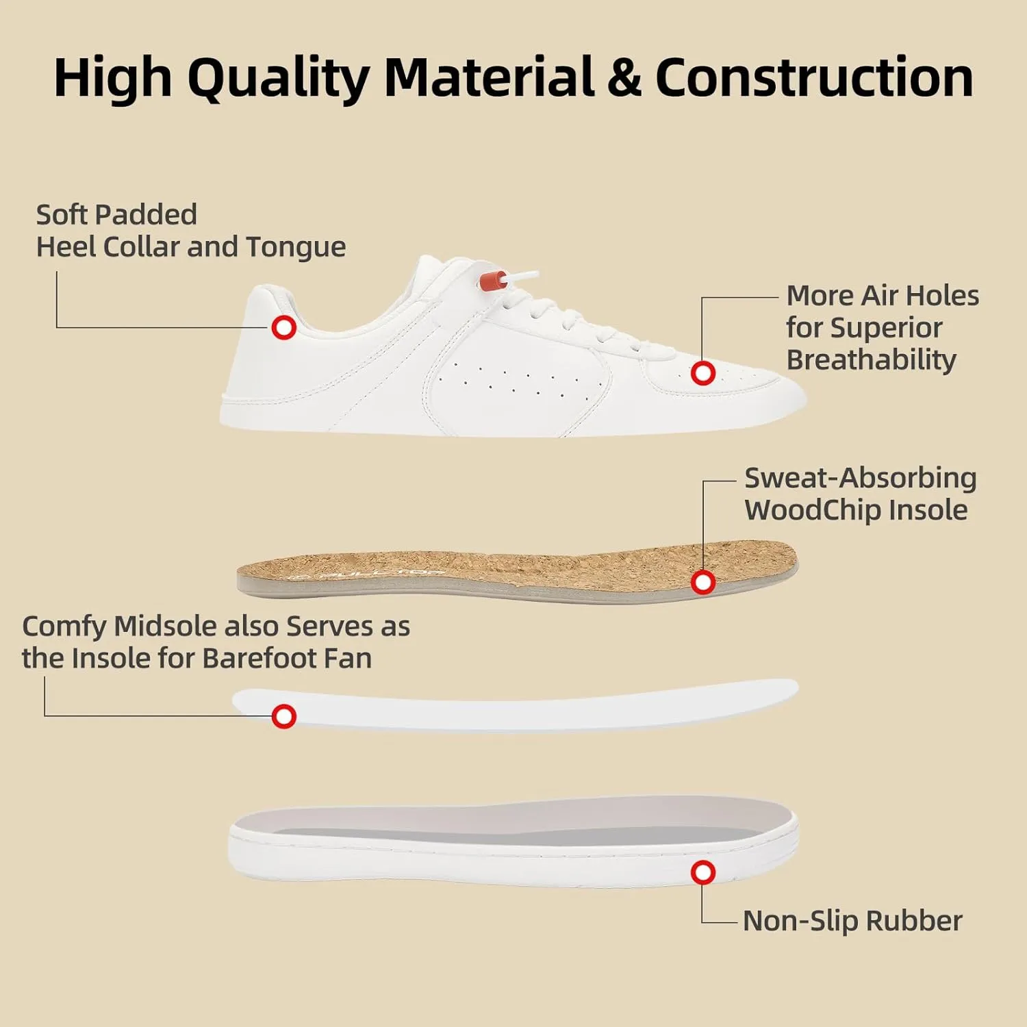 Pulltop Barefoot Wide Toe Box Shoes for Men - Minimalist Barefoot Dress Shoes Sneakers Zero Drop Slip on Walking Non Slip Shoes for Men