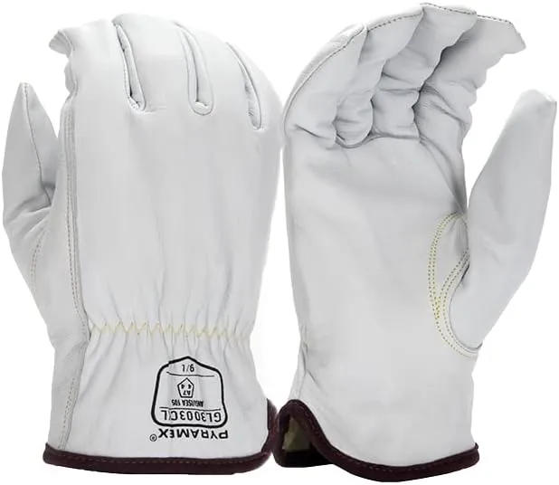 Pyramex GL3003CK Series Goatskin Leather Driver Safety Gloves With Para Aramid Liner Size 2X Large