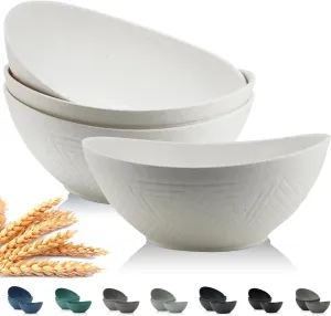 PYRMONT 9.6 Inch Serving Bowls, Large Serving Dishes for Wedding Parties, 60 Oz Bowls for Salad, Side Dishes, Ramen, Oval Shape, Freezer & Dishwasher Safe, Set of 4 - White