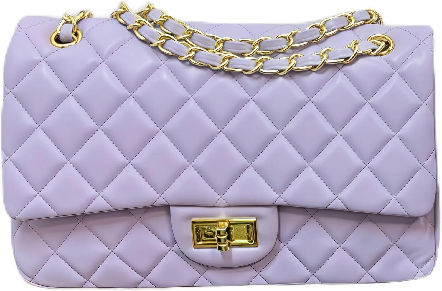 Quilted Vegan Crossbody Bags for Women, 2 Sizes & 6 Colors with Diamond Stitch, Twist Lock & 6 Pockets
