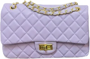 Quilted Vegan Crossbody Bags for Women, 2 Sizes & 6 Colors with Diamond Stitch, Twist Lock & 6 Pockets