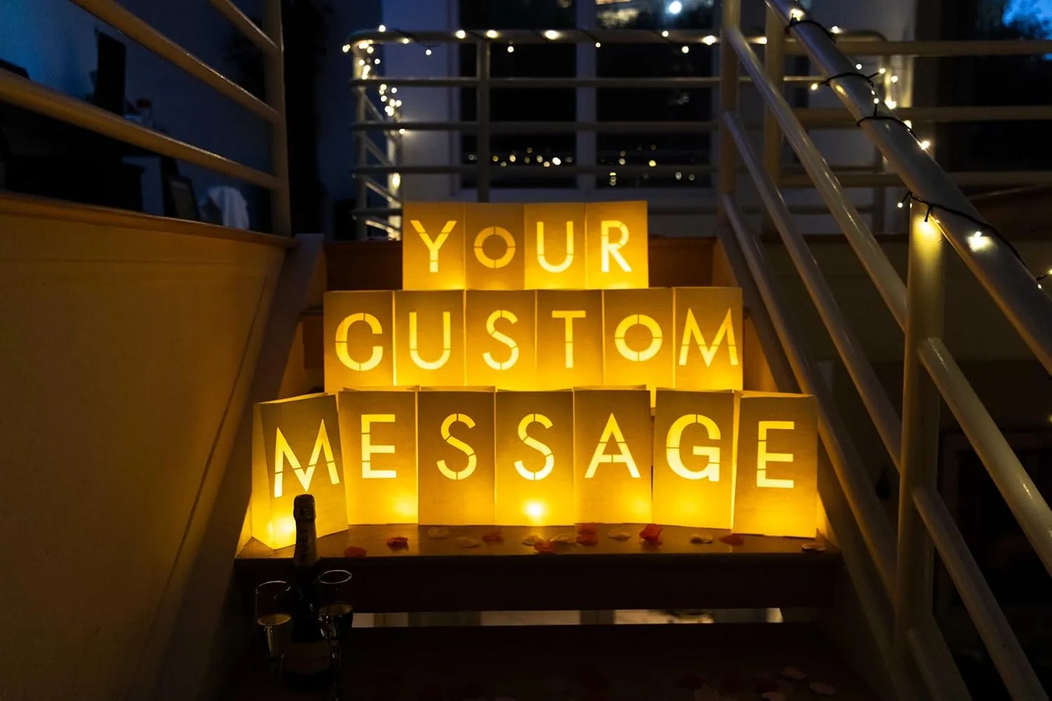 "20 Most Common Letters" Luminary Bags with Tea Light Candles to Light Up Letters Perfect for any custom sign creates personalized birthday banner, happy anniversary banner and congratulations banner