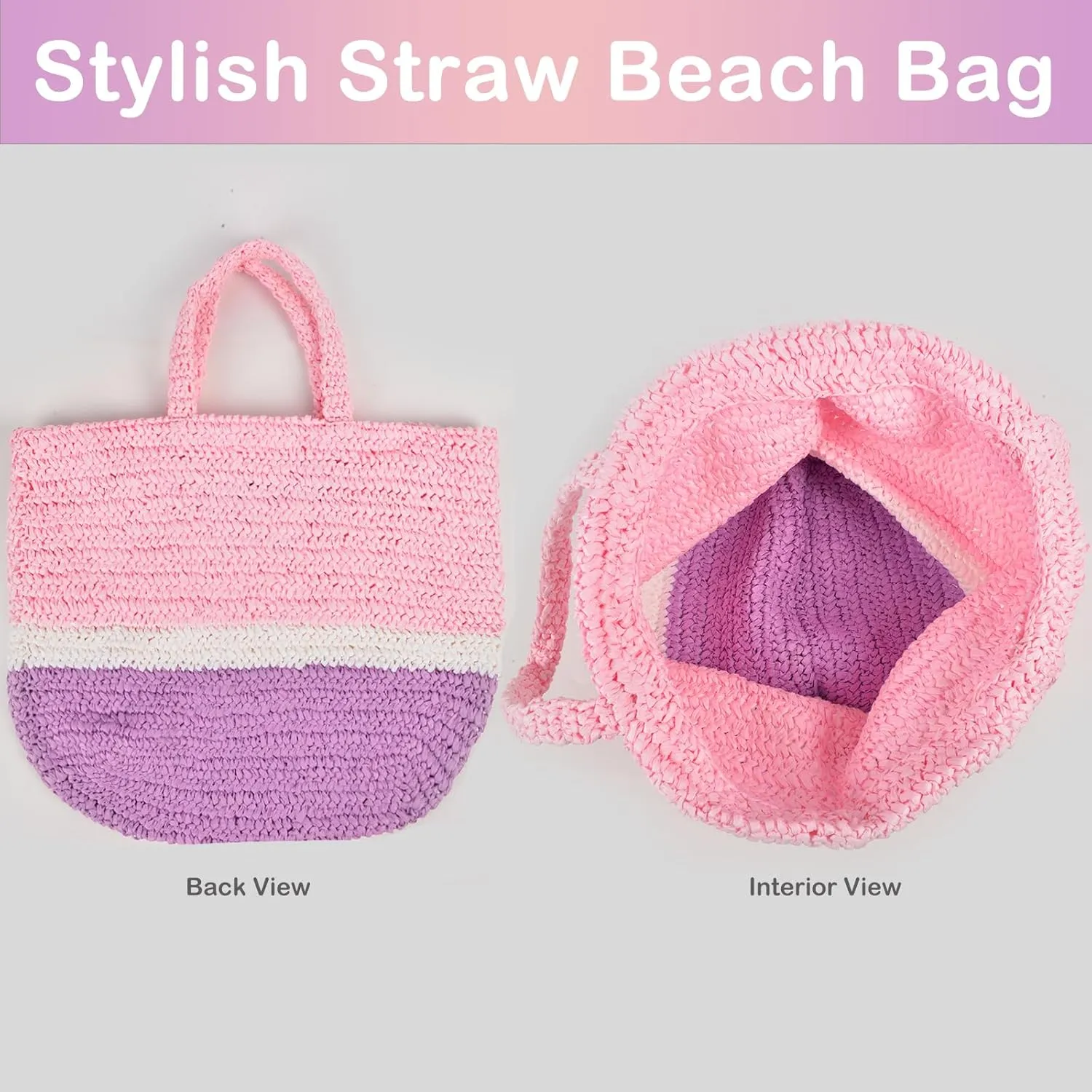 QZUnique Straw Beach Tote Bag for Women Summer Woven Shoulder Purse Handbag Large Handwoven Handbag Hobo for Vacation Travel