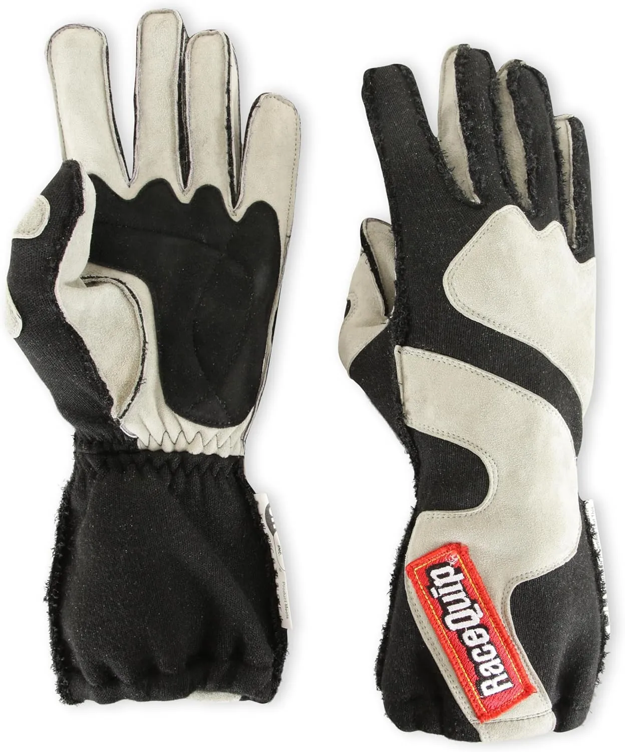 RaceQuip Outseam Race Gloves 356 Series 2 Layer Nomex SFI 3.3/5 Gray/Black Large 356605