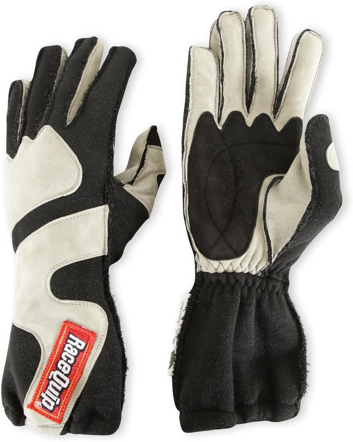 RaceQuip Outseam Race Gloves 356 Series 2 Layer Nomex SFI 3.3/5 Gray/Black Large 356605