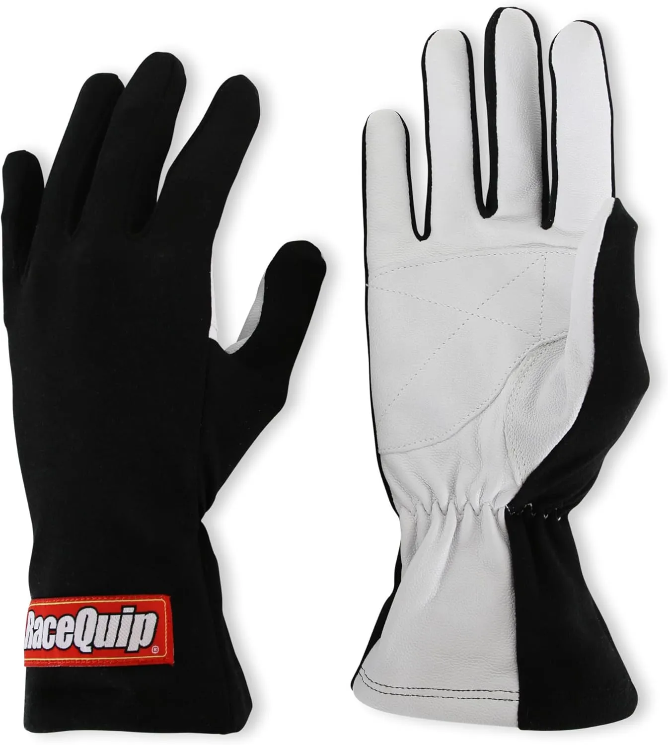 RaceQuip RQP 350006 RQP 350 Series Driving Gloves- Single Layer Black/White XL
