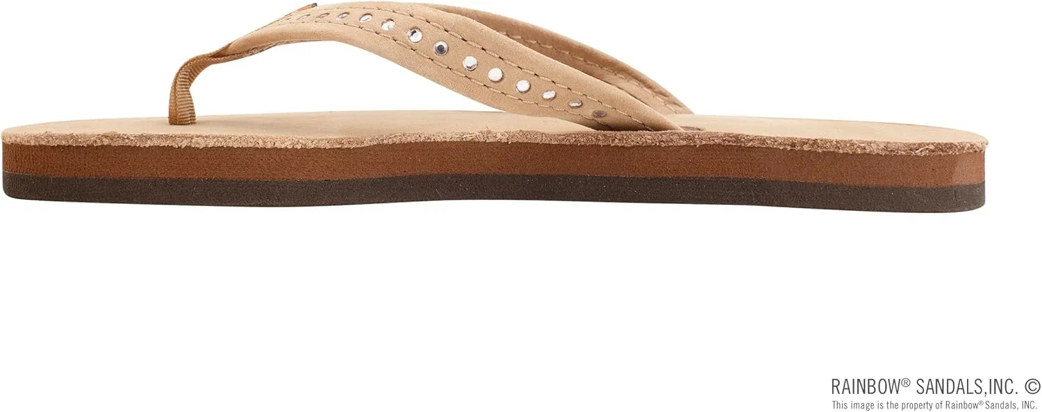 Rainbow Sandals Kid's Single Layer Premier Leather w/Narrow Crystal Strap