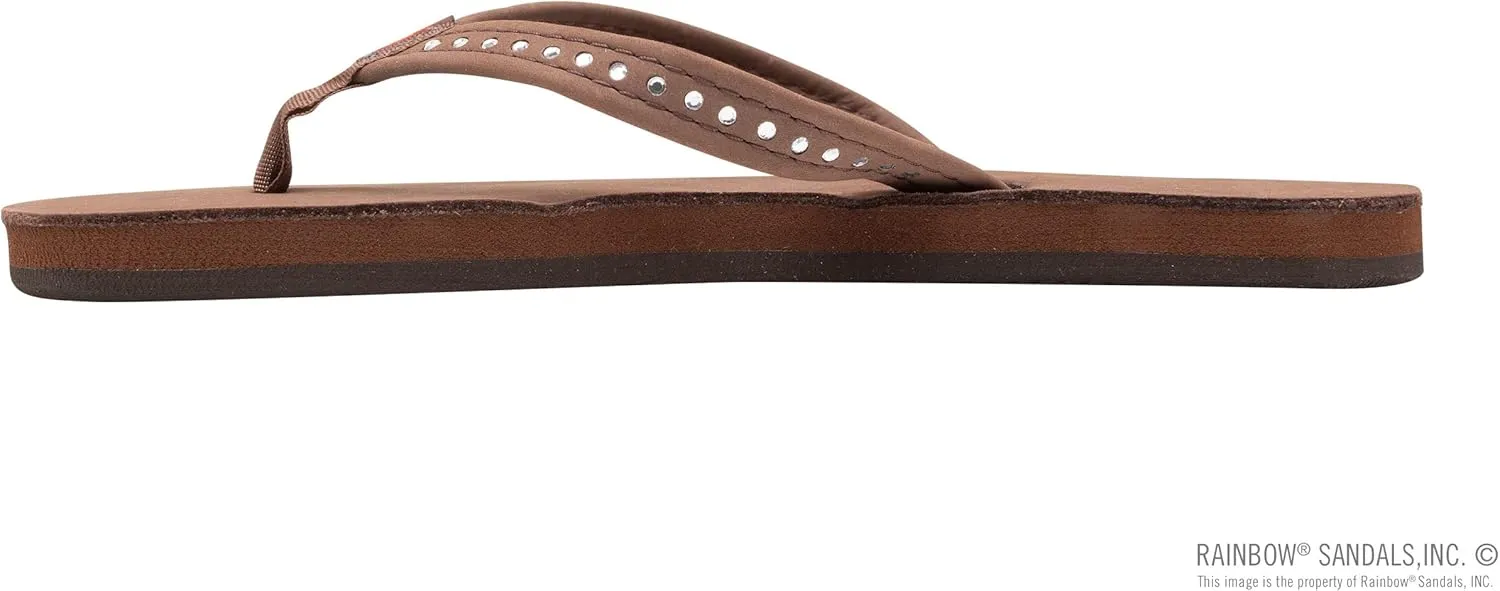 Rainbow Sandals Kid's Single Layer Premier Leather w/Narrow Crystal Strap