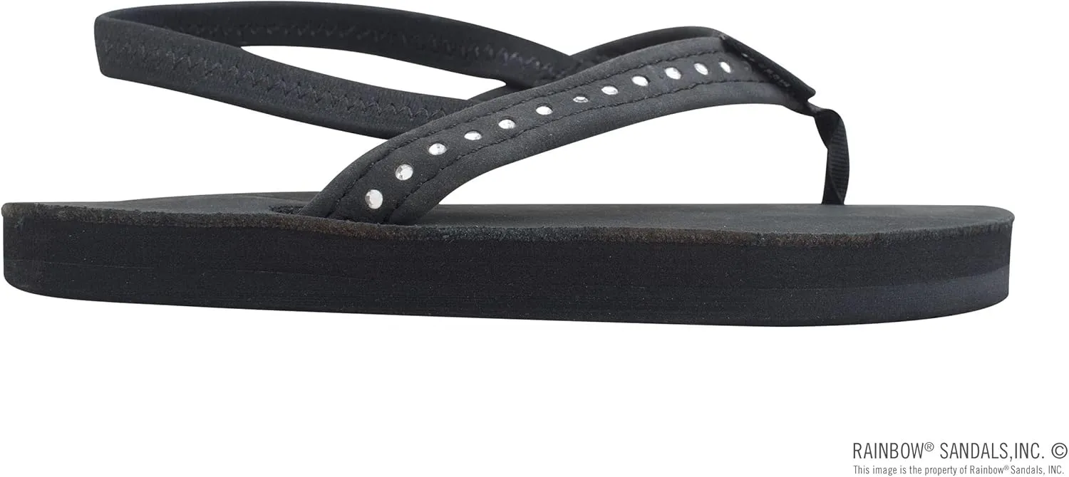 Rainbow Sandals Kid's Single Layer Premier Leather w/Narrow Crystal Strap