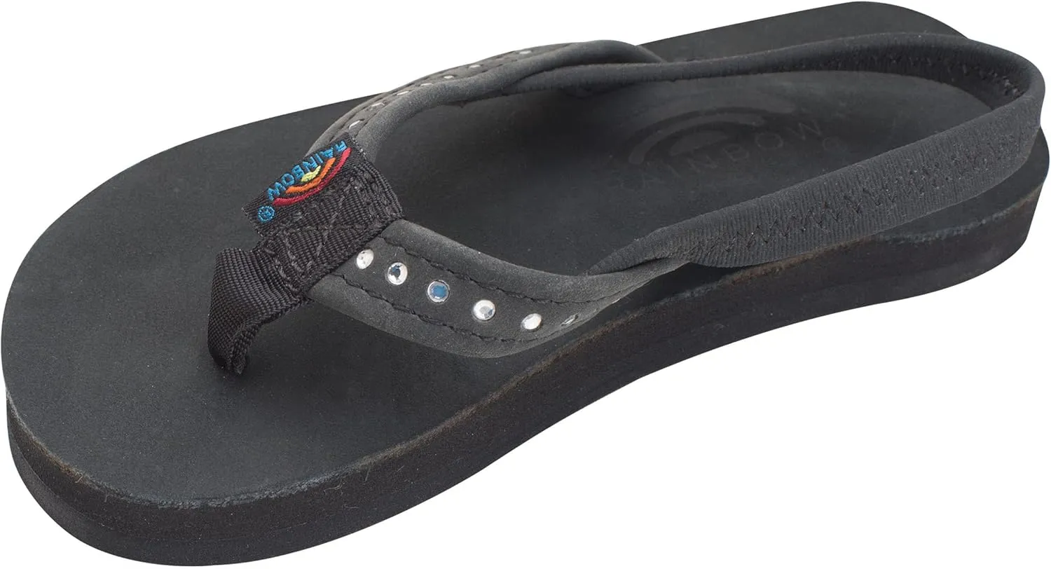 Rainbow Sandals Kid's Single Layer Premier Leather w/Narrow Crystal Strap
