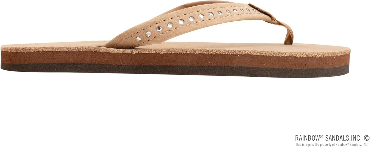 Rainbow Sandals Kid's Single Layer Premier Leather w/Narrow Crystal Strap