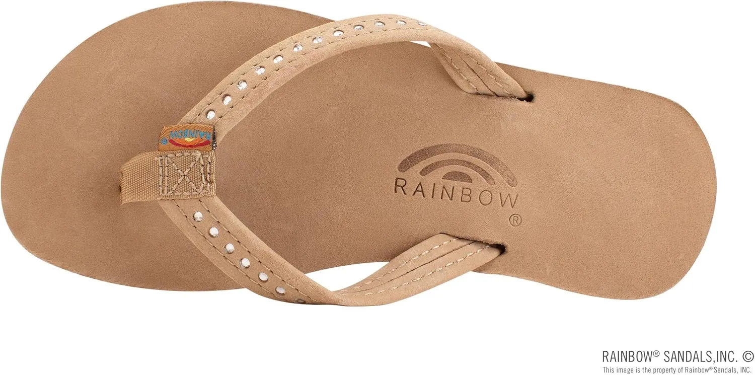 Rainbow Sandals Kid's Single Layer Premier Leather w/Narrow Crystal Strap