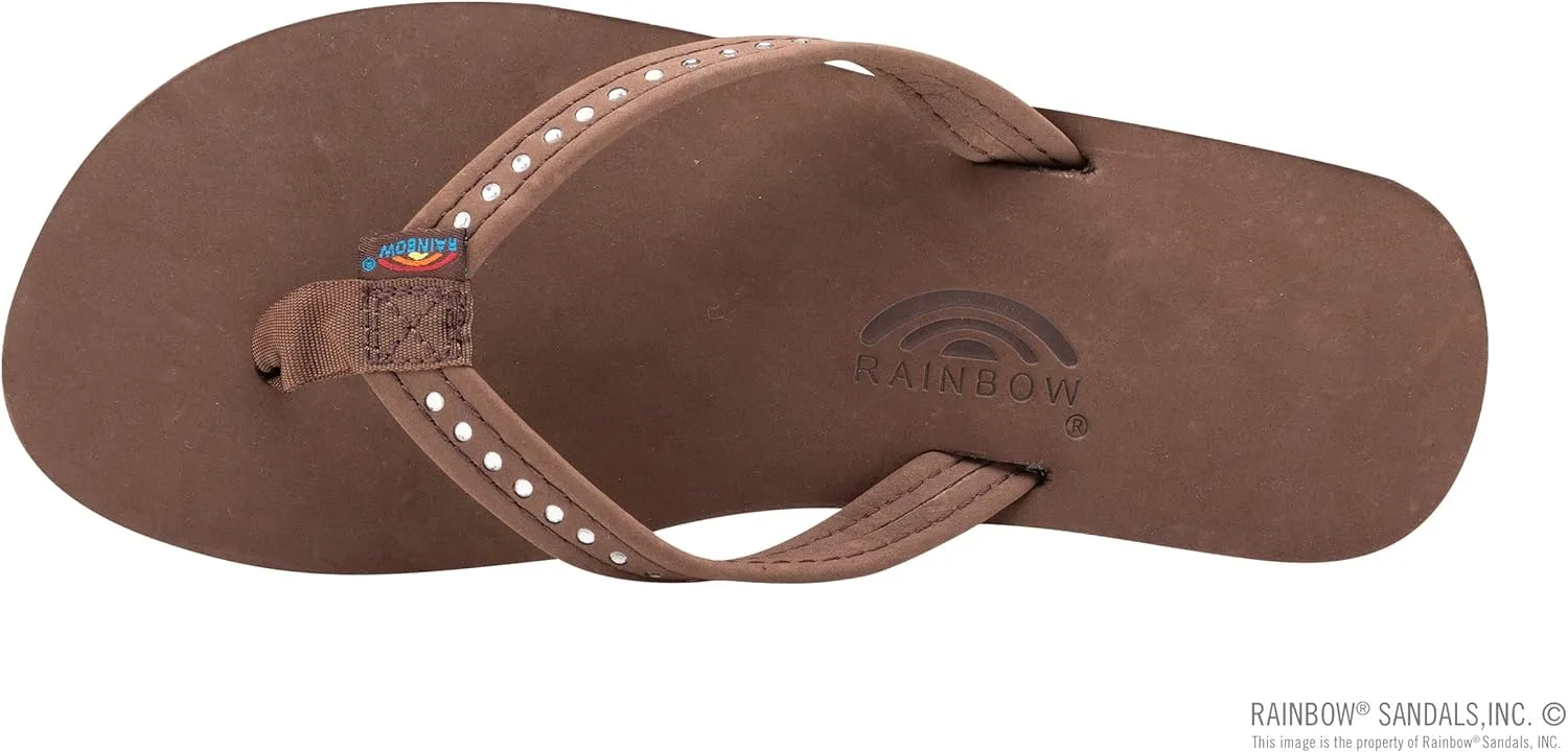 Rainbow Sandals Kid's Single Layer Premier Leather w/Narrow Crystal Strap