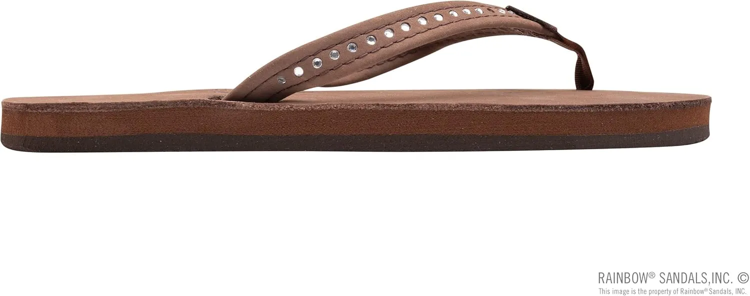 Rainbow Sandals Kid's Single Layer Premier Leather w/Narrow Crystal Strap