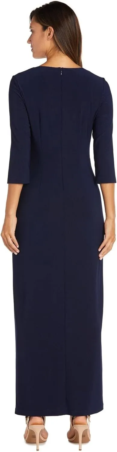 R&M Richards Women's Long and Classic Sequins Cascade Dress