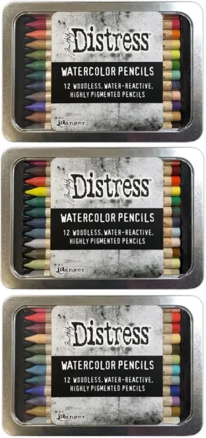 Ranger Ink Bundle - Tim Holtz Distress Watercolor Pencil Bundle Set 4, 5, & 6 - Ideal for Watercoloring, Shading, and Sketching - Premium Art Supplies for Professional Artists
