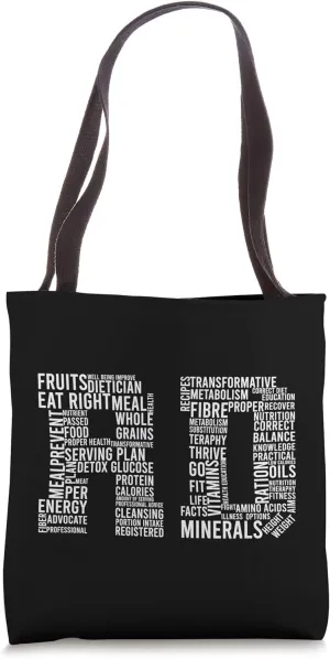 RD Words Registered Dietitian Dietician Nutrition Food Gift Tote Bag