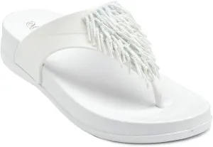REDVOLUTION Women's Rhinestone Sandals Soft Platform Footbed Midsole Fashion Flip Flop