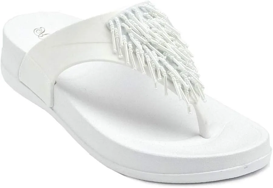 REDVOLUTION Women's Rhinestone Sandals Soft Platform Footbed Midsole Fashion Flip Flop