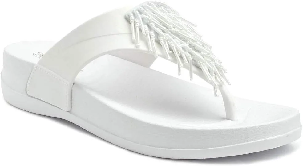 REDVOLUTION Women's Rhinestone Sandals Soft Platform Footbed Midsole Fashion Flip Flop