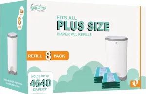 Refills Compatible with Dekor PLUS Diaper Pail,8 Pack Disposable Diaper Pail Refills, Reinforced Thickness Diaper Trash Bags, Holds up to 4640 Diapers,Tropical Fruit