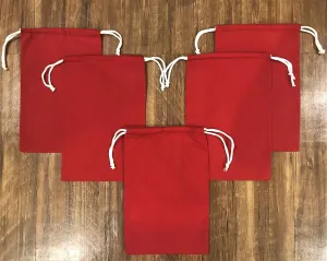 Reusable Eco friendly RED COLOR Cotton Thick Double Drawstring Muslin Bags "premium quality"-25 count pack (5 x 7)