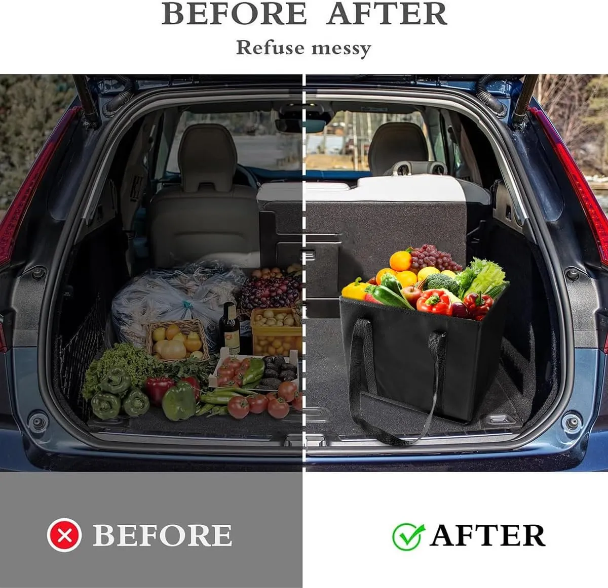 Reusable Grocery Bags, Folding Shopping Bags with reinforced Bottom & Handles, Heavy Duty Reusable Bags for Groceries