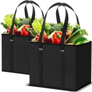 Reusable Grocery Bags, Folding Shopping Bags with reinforced Bottom & Handles, Heavy Duty Reusable Bags for Groceries