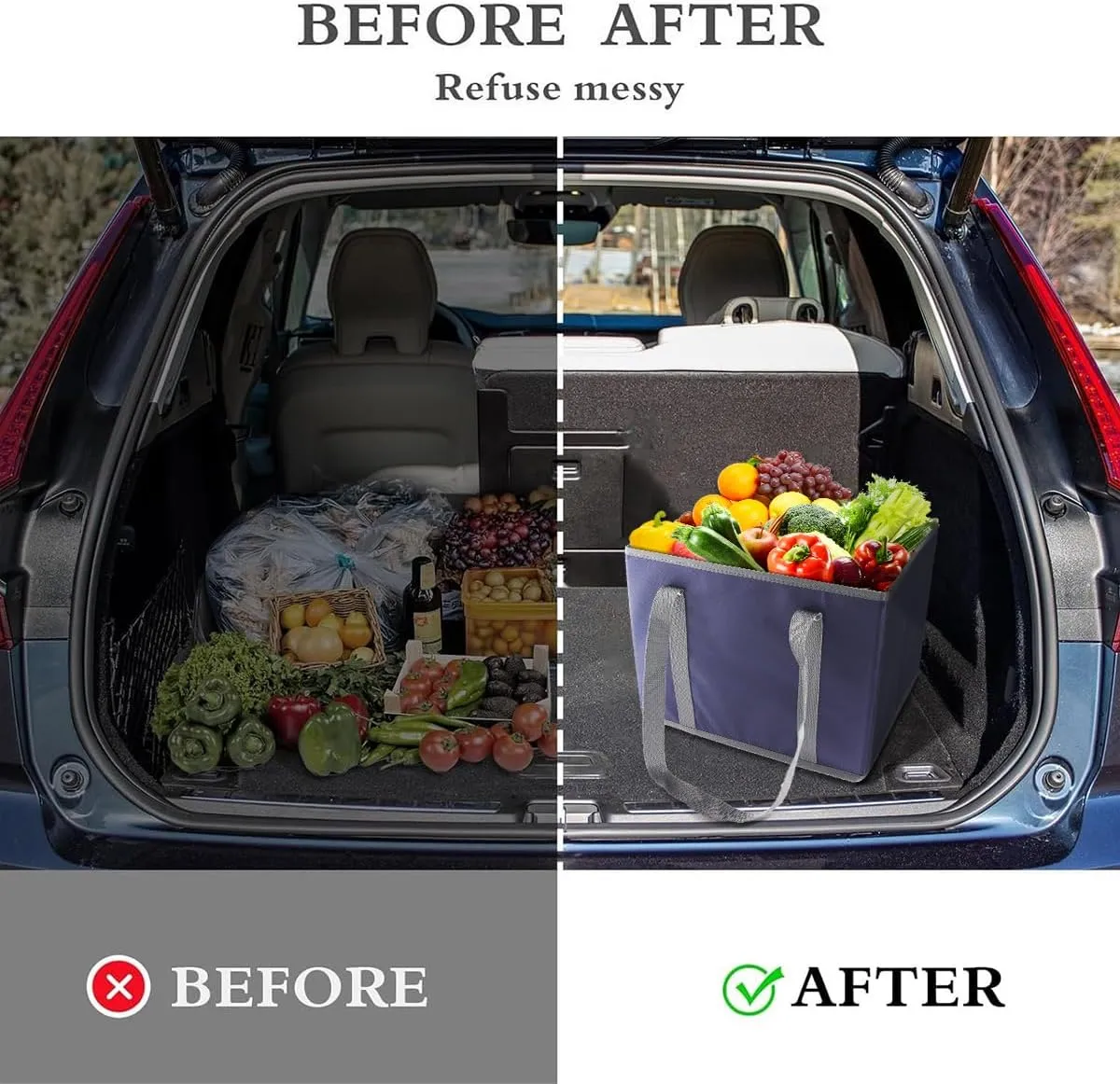 Reusable Grocery Bags, Folding Shopping Bags with reinforced Bottom & Handles, Heavy Duty Reusable Bags for Groceries