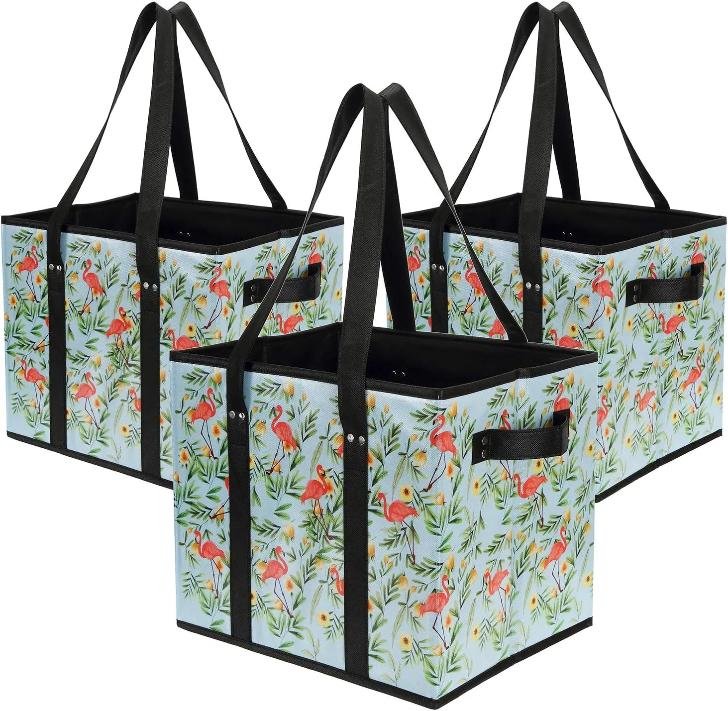Reusable Grocery Bags Set Durable Heavy Duty Tote Bag Collapsible Grocery Shopping Box Bag with Reinforced Bottom